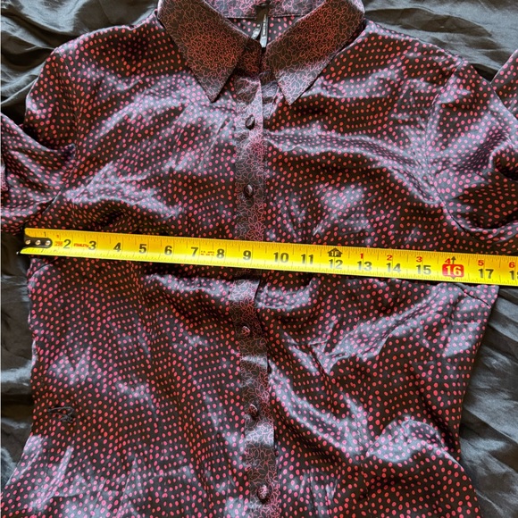 Shirt Dress Large Lapis Pink Polka Dot Black Long Vintage Apparel NWT - Picture 10 of 12